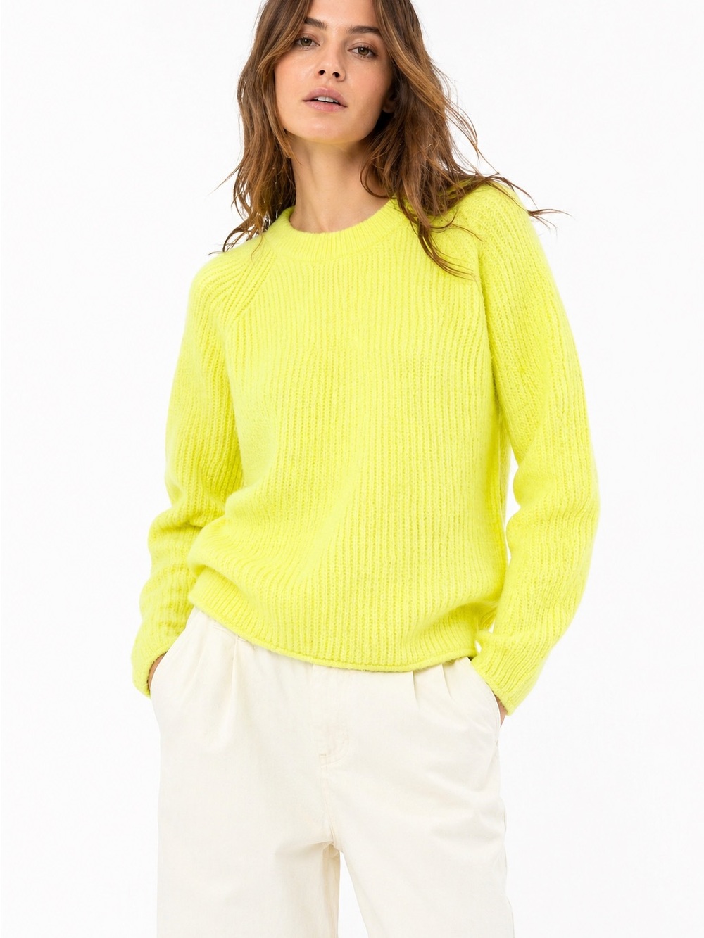 Velvet by Graham and Spencer Gigi Crewneck Sunny Yellow Sweater